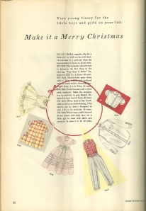 Everything from petticoats to overcoats were featured for children.  Lacking from all these suggestions in this feature were dolls' clothes, surprisingly.  