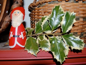 This little Santa finds a spot in my kitchen each December.