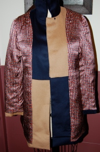 The jacket turned inside out, showing the lining.