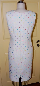 The back of the dress, with its hand-picked zipper.